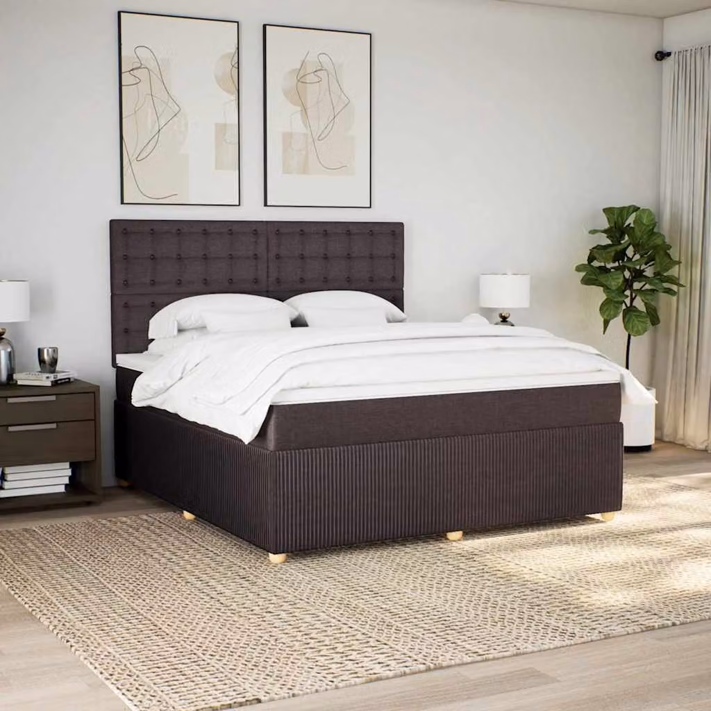 Letto Ibrido vidaXL con Materasso e Struttura Imbottita in Tessuto Marrone e Bianco L/P/H: 180 x 200 cm