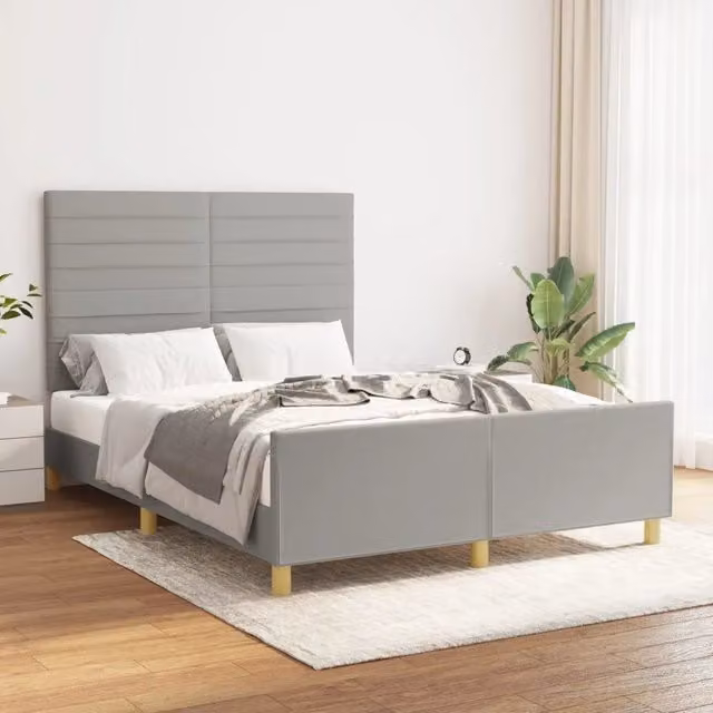 Giroletto vidaXL in tessuto Grigio con doghe in legno L/P/H: 140 x 190 x 128 cm