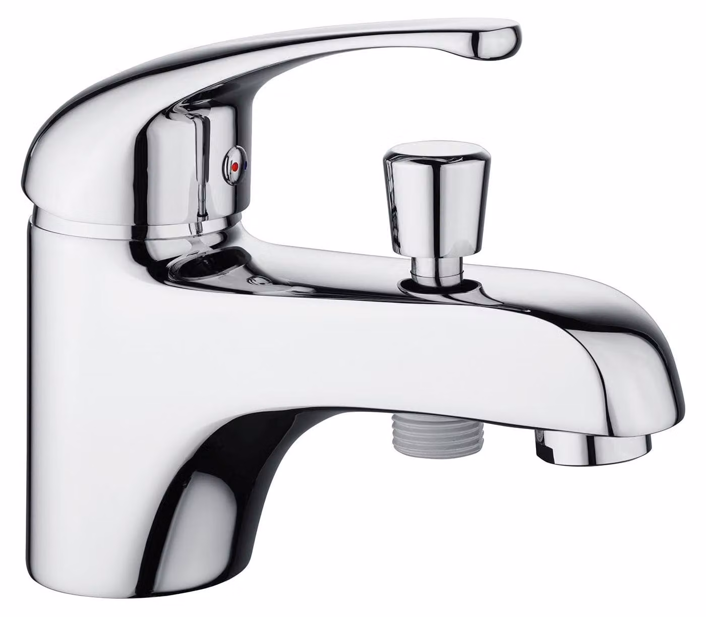 Rubinetto per vasca da bagno cromato, dimensioni 134x116 mm, con sistema di riempimento rapido e dispositivo di risparmio idrico