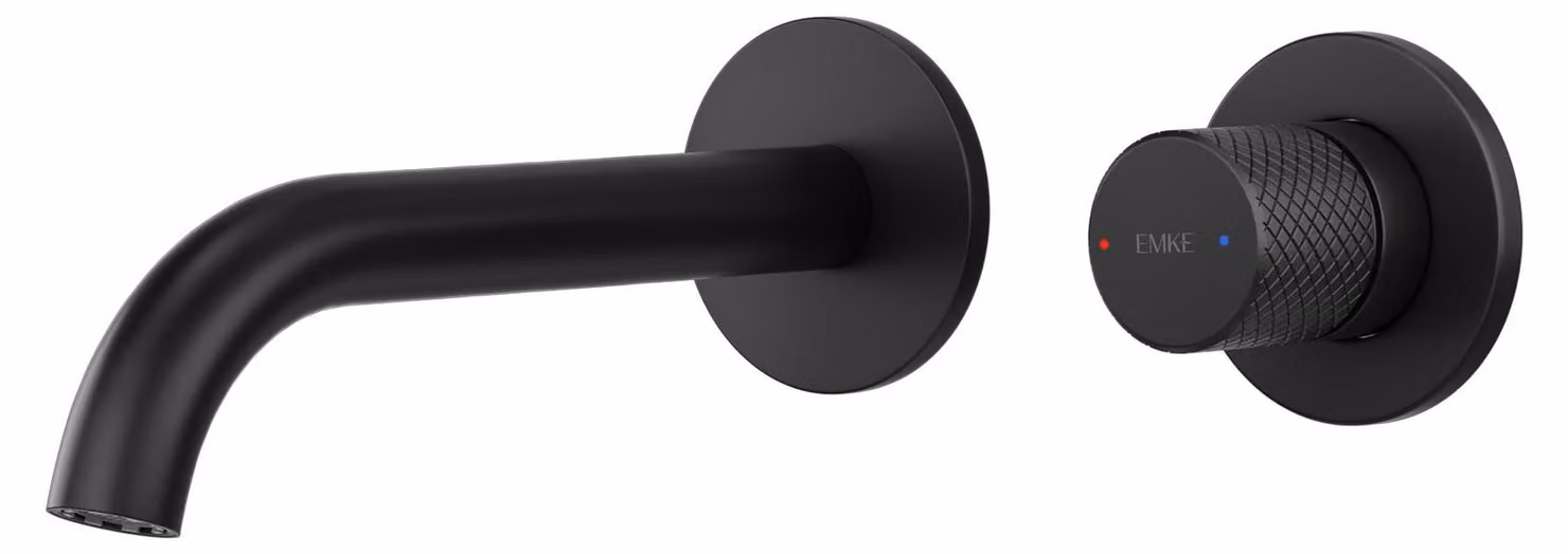 Miscelatore monocomando per lavabo, da incasso, finitura nero opaco, dimensioni 281x140 mm