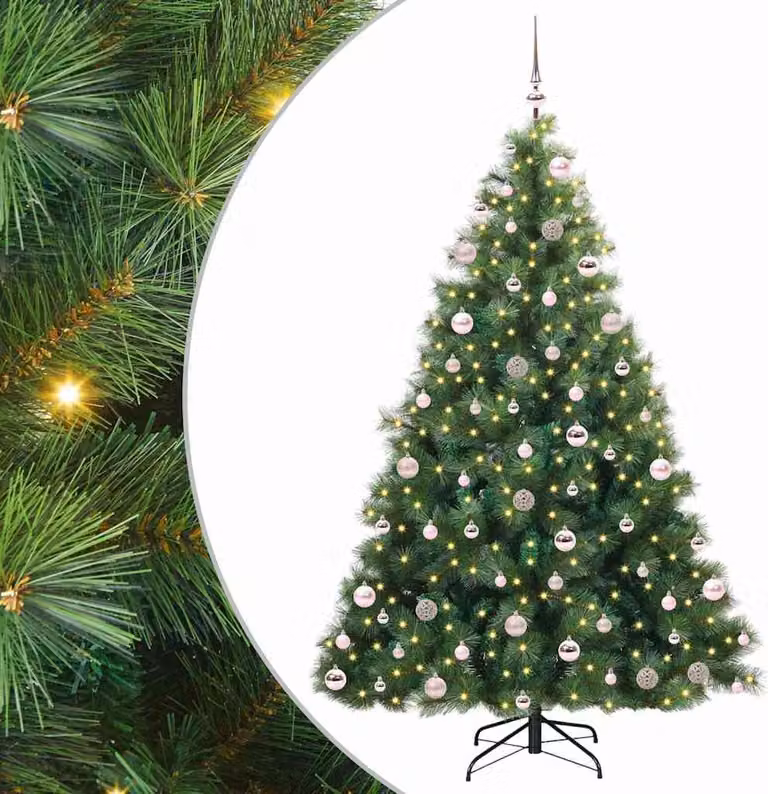Albero di Natale artificiale con 300 LED Verde 210 cm PE e PVC