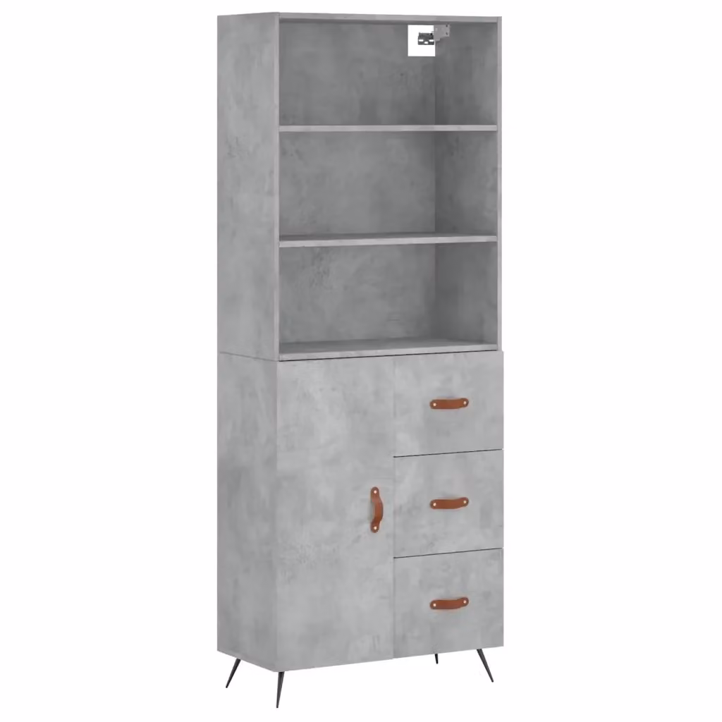 Credenza moderna vidaXL in legno e metallo grigio L: 69,5 cm, P: 34 cm, H: 180 cm – 2