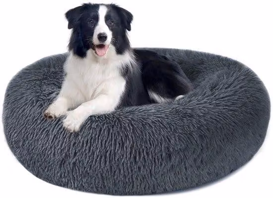 Morbido lettino in peluche a forma di ciambella per gatti o cani, lavabile, modello grande, 70 cm, colore grigio scuro