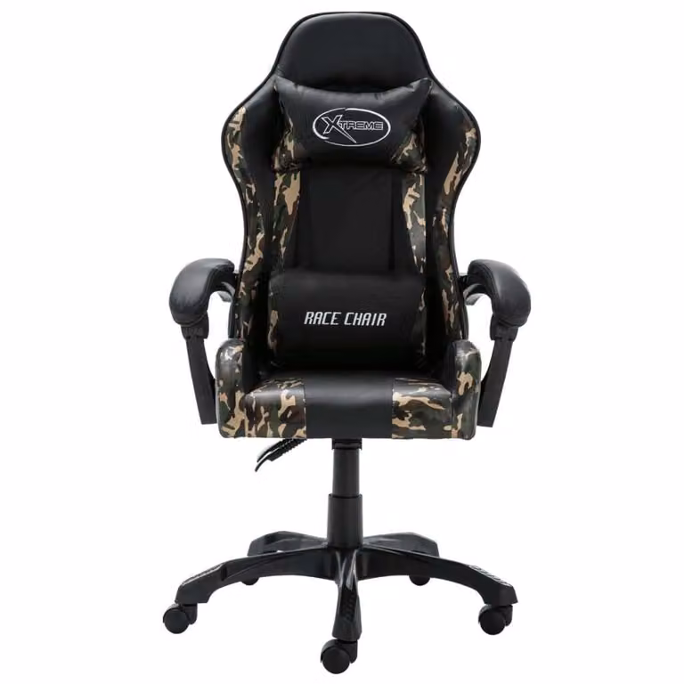 vidaXL Sedia da gioco in Pelle finta nera e mimetica