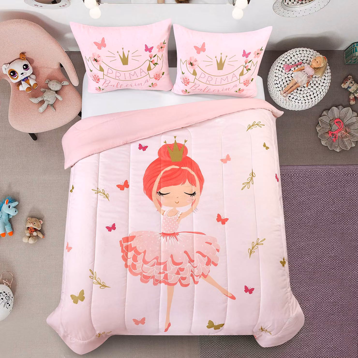 Coperta per culla con motivo ballerina, adatta a tutte le stagioni, dimensioni 135x100 cm, lavabile, in microfibra