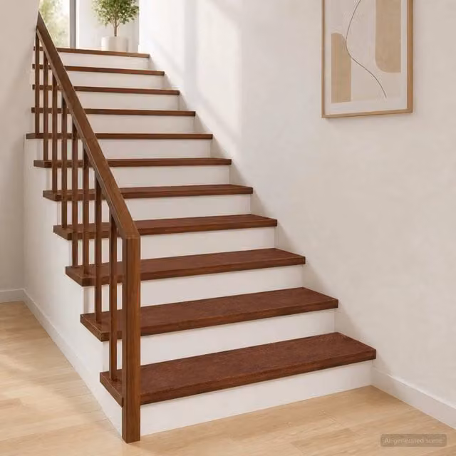 Set di 4 gradini per scale vidaXL in legno lucido, colore marrone, L 80 cm x P 30 cm x H 2 cm