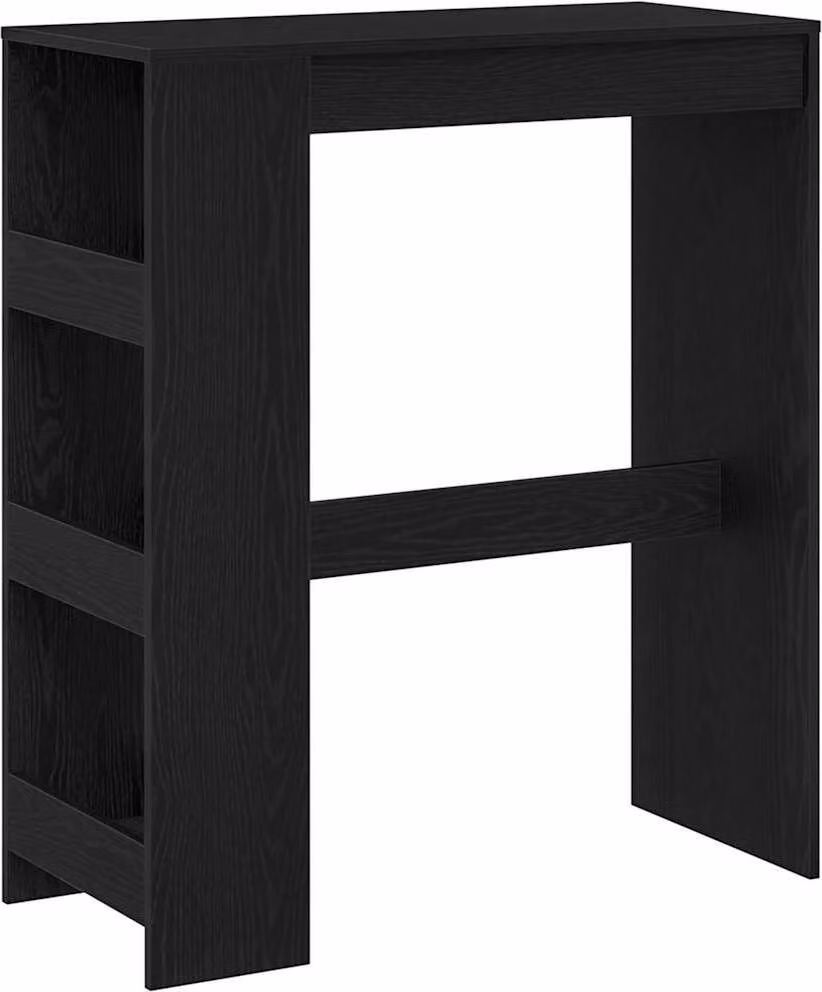 Tavolo Bar con Rastrelliera Rovere Nero 90x40x103,5 cm