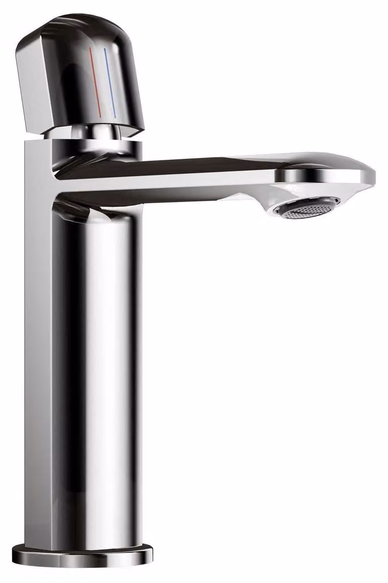 Miscelatore monocomando per lavabo, cromato, con erogatore alto