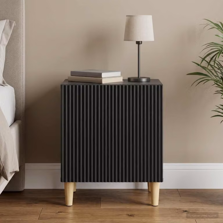 Armadio da notte moderno vidaXL in legno ingegnerizzato nero L 43 cm x P 34,5 cm x H 50 cm
