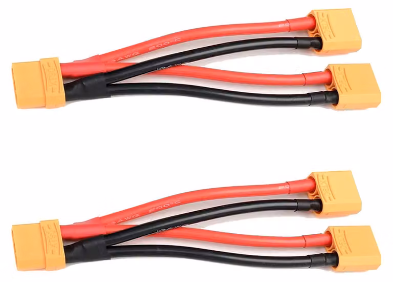 Adattatore a Y parallelo XT90, da 1 a 2, lunghezza 10 cm, cavo 12AWG, confezione da 2 pezzi