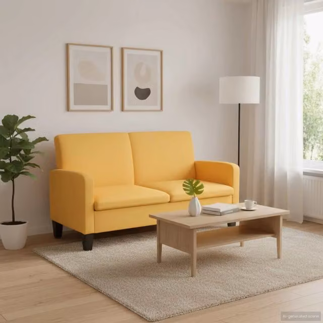 Divano a 2 Posti 135x65x76 cm Giallo 244710