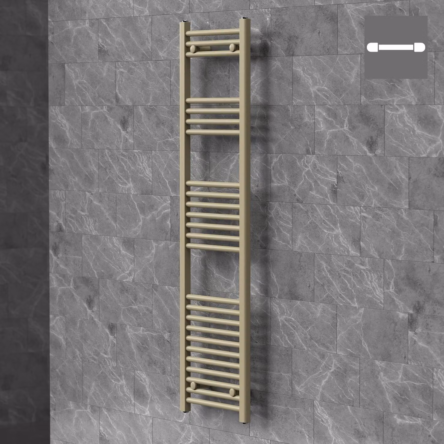 Asciugamani radiante LuxeBath Sahara, 400x1500 mm, beige, con attacco laterale, asciugamani radiante a pannello, porta asciugamani radiante per bagno
