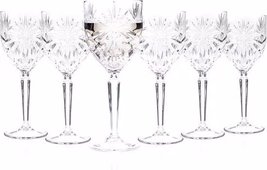 Set di 6 bicchieri da vino RCR in cristallo trasparente con design geometrico, lavabili in lavastoviglie