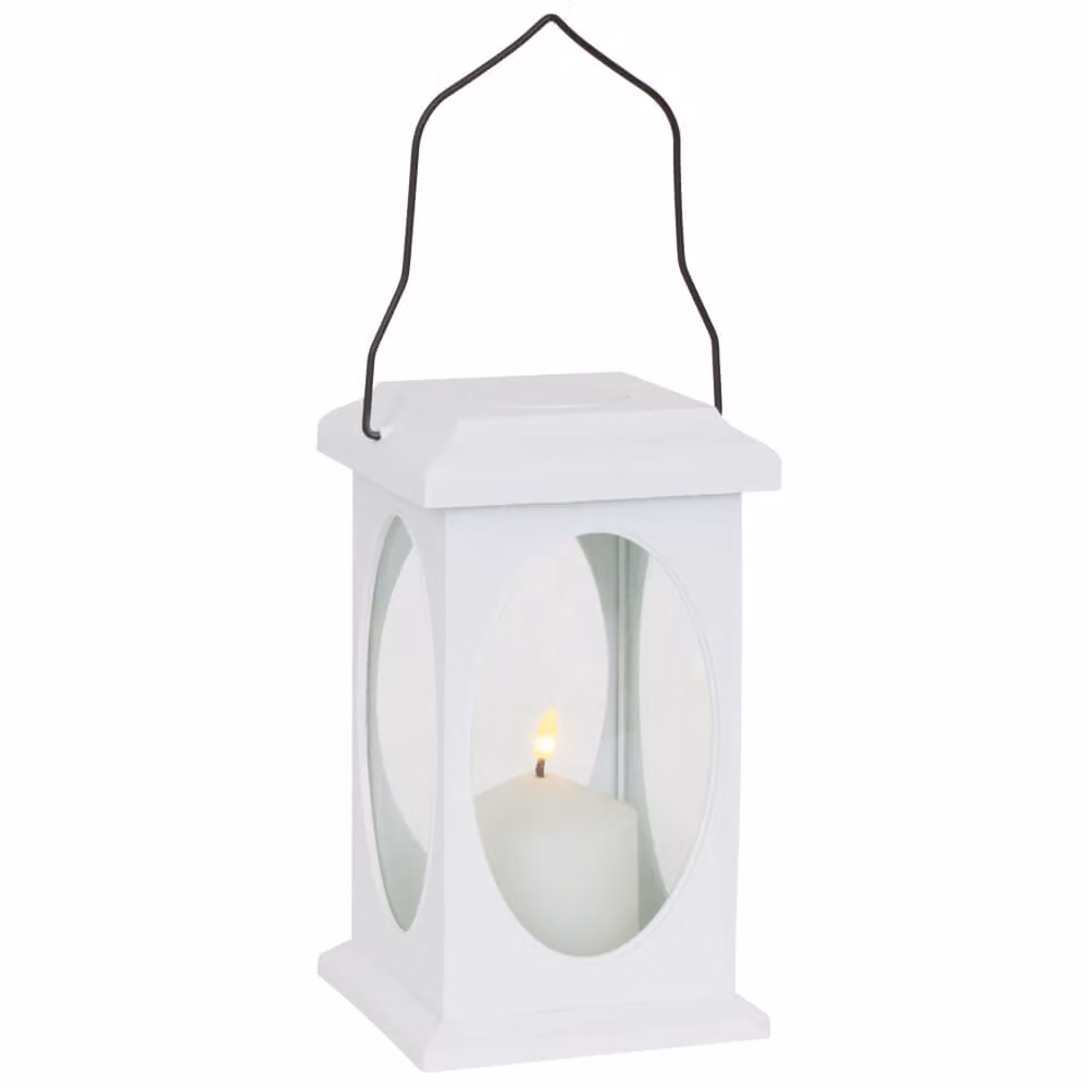Lanterna a LED "Fiamma", colore: bianco, 23x13,5 cm, per esterni
