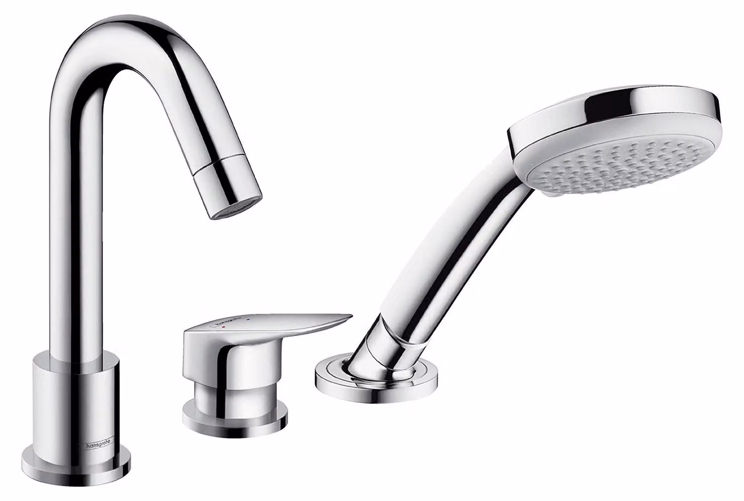 Miscelatore per lavabo a 3 fori con doccetta manuale da 100 mm, cromato
