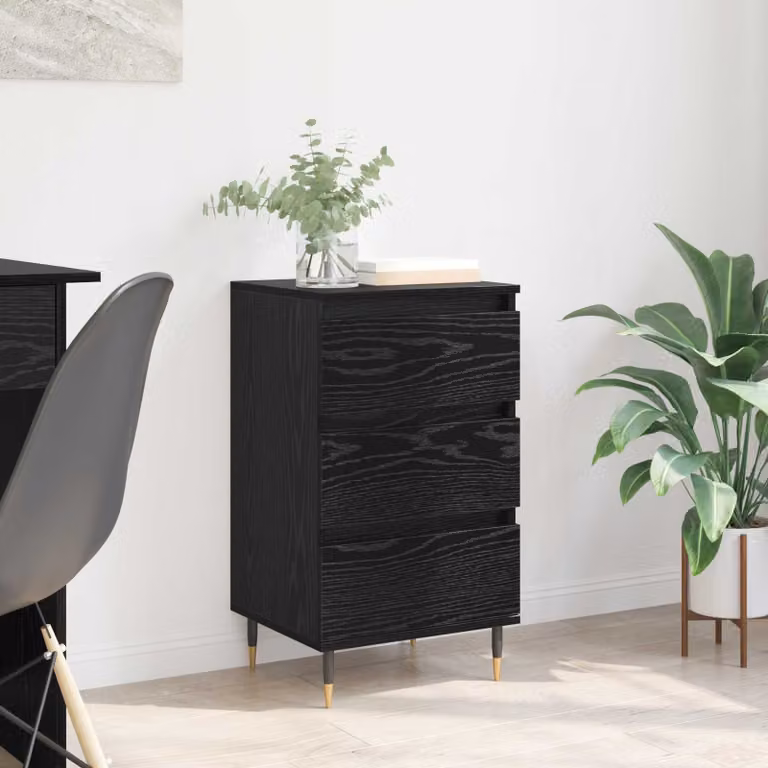 Credenza moderna vidaXL in legno ingegnerizzato MDF, colore rovere nero, L/P/H: 35 x 40 x 70 cm