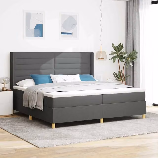 Letto a molle con materasso vidaXL in tessuto grigio e oro L/P/H: 200 x 200 x 280 cm – 1