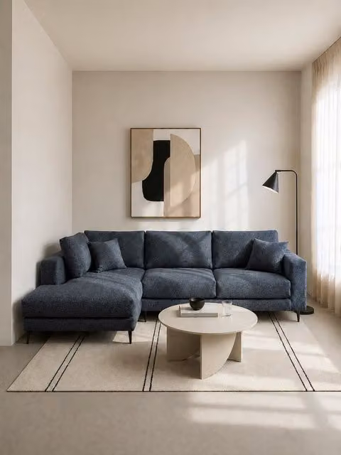 Tiber divano chaise longue sinistra 4 posti 276 cm blu scuro - Kenay Home