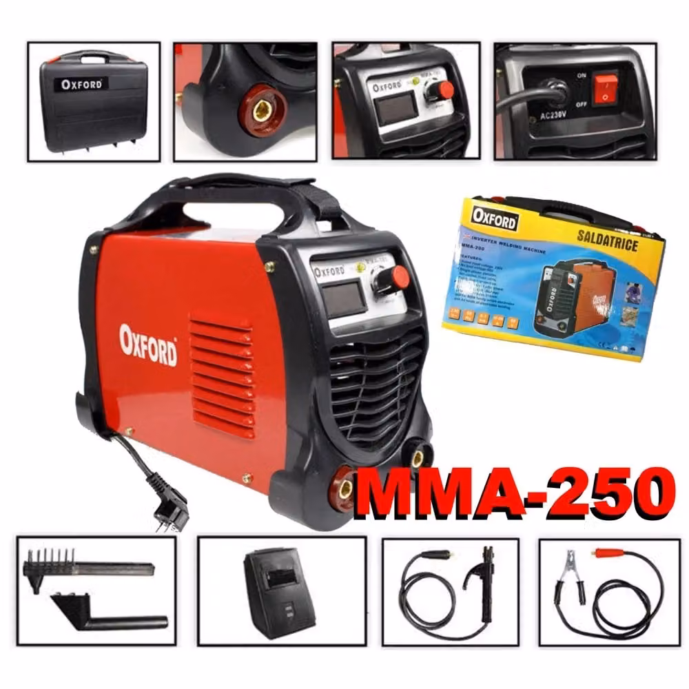 Saldatrice Inverter MMA Trade Shop con Elettrodo 250 Ampere, Display Amperaggio e Accessori, Rossa – 2
