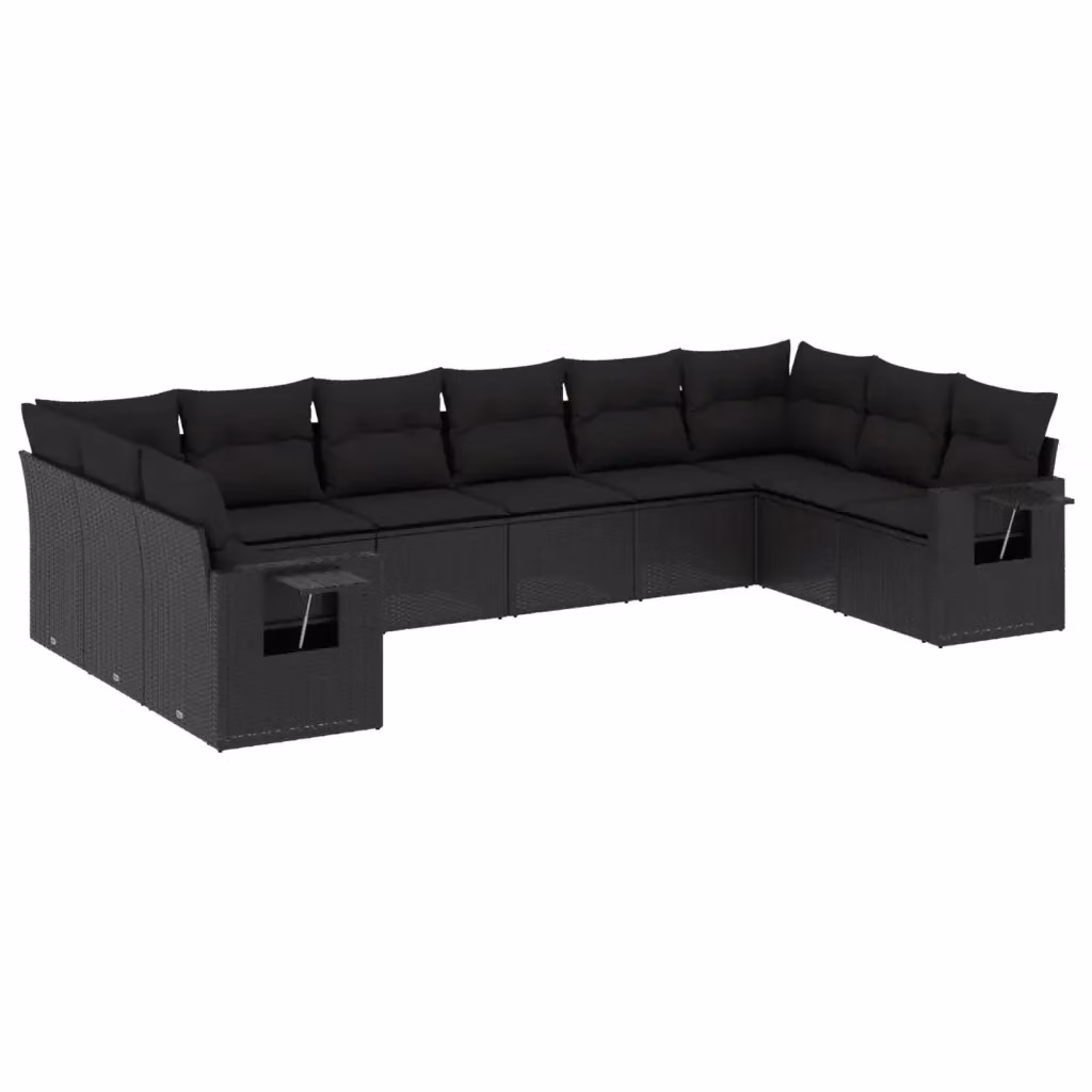 vidaXL Set Divani da Giardino a L con Cuscini in Polyrattan e Metallo Nero – 2