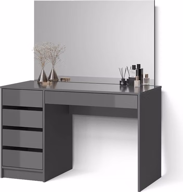 Tavolo da toeletta Livinity Imola Antracite 120 cm con specchio, Model 52373