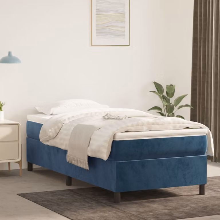 Maison Exclusive - Struttura Letto a Rete a Molle Blu Scuro 100x200 cm in Velluto