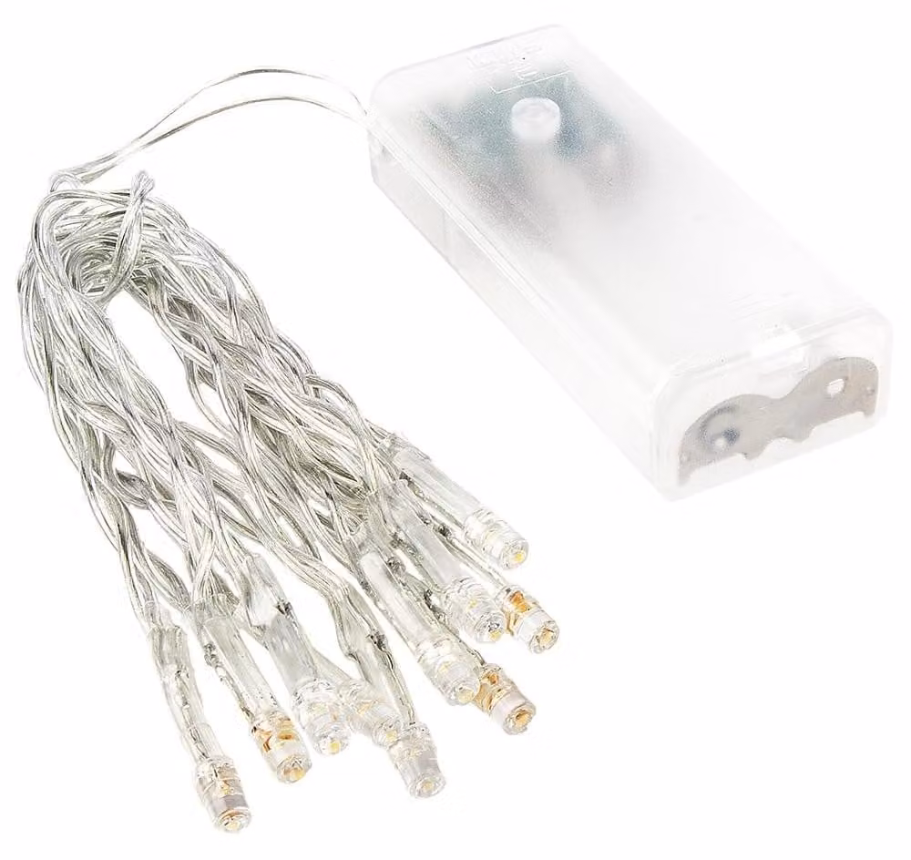 Catena luminosa a LED, 10 LED bianco caldo, diametro 5 mm, lunghezza 150 cm, con timer