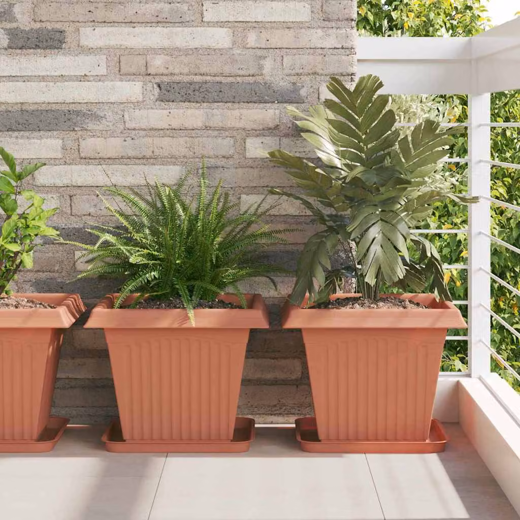 Set di 6 vasi quadrati per fiori vidaXL, colore rosso, L 38 x P 38 x H 30 cm
