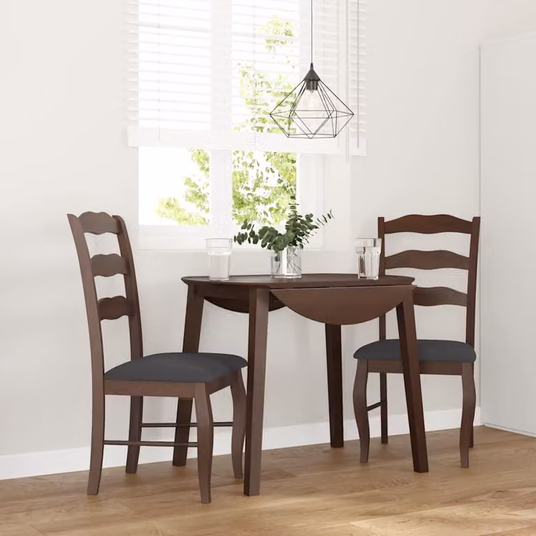 Set di 2 sedie da pranzo con cuscini vidaXL in legno di hevea massello, colore marrone e nero