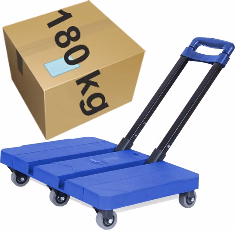 Carrello trasportatore pieghevole con piattaforma, capacità 180 kg