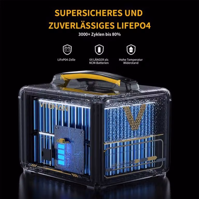 Centralina portatile - 600W - 640Wh - Batteria LiFePO4 - Ideale per uso domestico e all'aperto