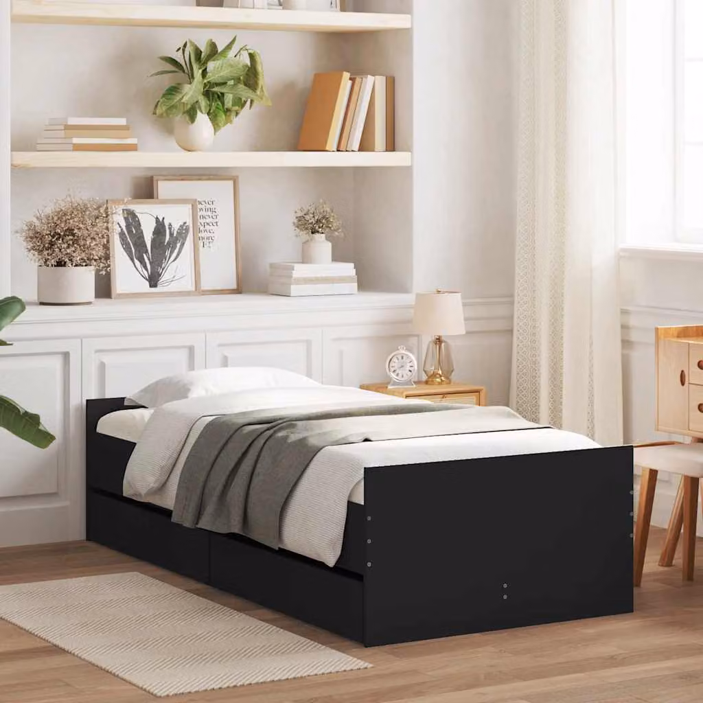 Giroletto vidaXL con cassetti nero L/P/H: 190 x 90 x 30 cm – 1