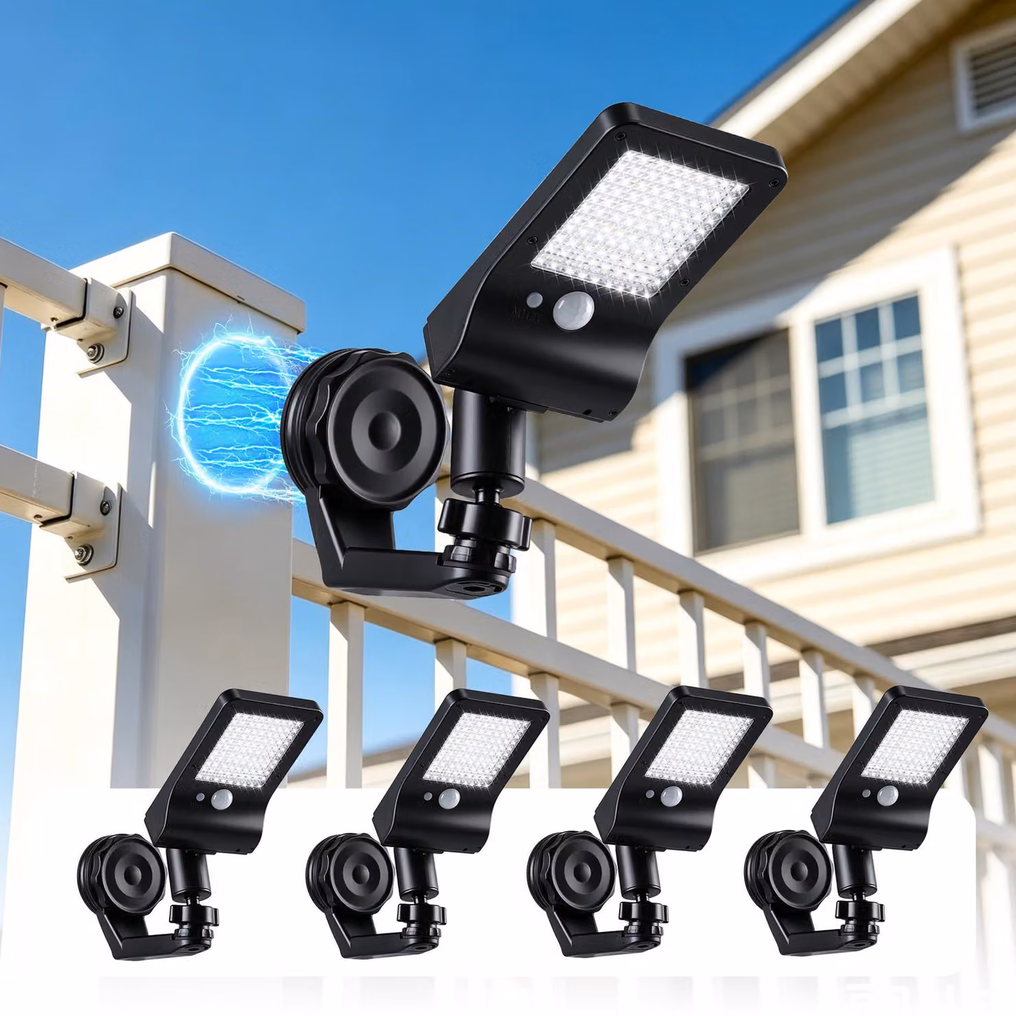Lampada solare con sensore di movimento, set da 4, grado di protezione IP65, con sistema magnetico