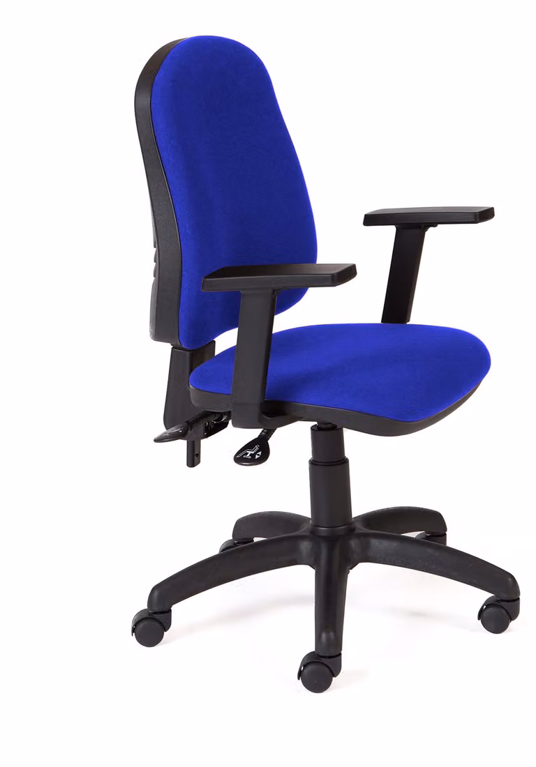 Sedia da ufficio con braccioli, ergonomica, regolabile in altezza, colore blu