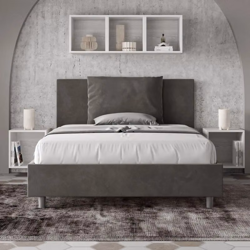 Letto matrimoniale francese Antea Ityhome con contenitore in microfibra grigio L/P/H: 140 x 200 x 155 cm – 2