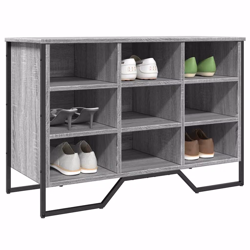 Scarpiera moderna vidaXL in truciolato e MDF, colore Grigio Sonoma, L: 90 cm, P: 38 cm, H: 61,5 cm