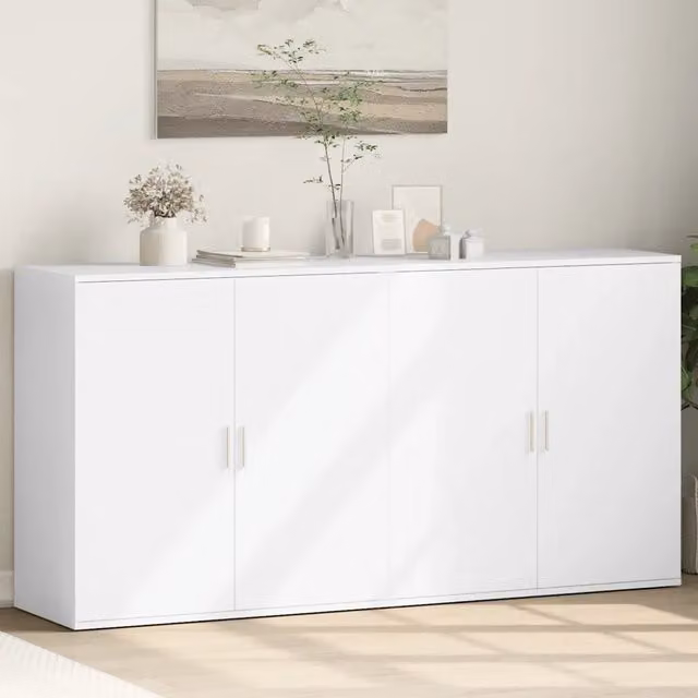 Set di 2 credenze bianche vidaXL in legno con design minimalista da appendere al muro L: 79 cm, P: 38 cm, H: 80 cm