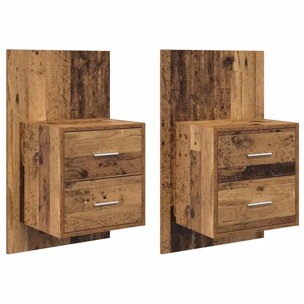 Set di 2 comodini sospesi vidaXL in legno effetto rustico marrone L/P/H: 32,5 x 48,5 x 80 cm – 2