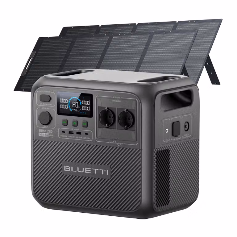 BLUETTI Elite 200 V2 Powerstation con 2 pannelli solari da 200 W, 2073 Wh per campeggio e viaggi on the road