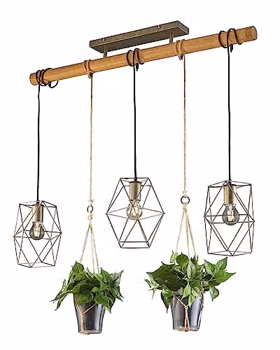 Trio Lampada sospensione Plant 3 luci Nichel Antico 115 cm