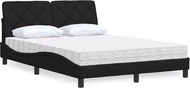 Letto con Materasso vidaXL in Tessuto Nero e Bianco L/P/H: 140 x 200 cm