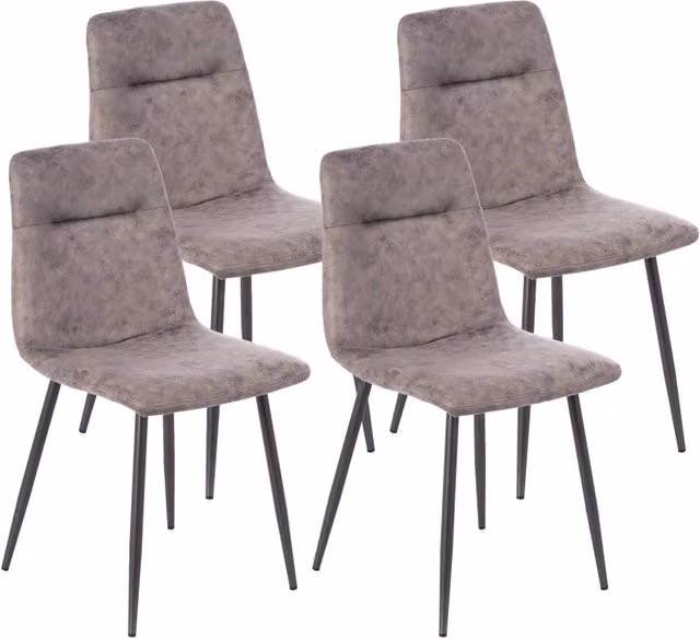 Set 4 Sedie Imbottite 49x48,5x88 cm in Similpelle Grigio Vintage