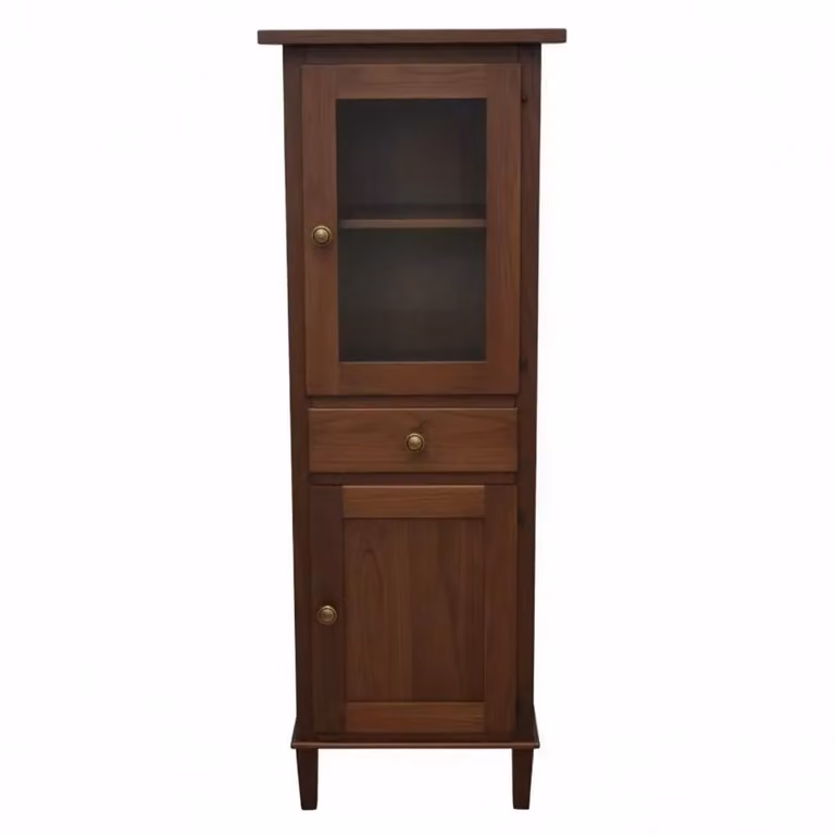 Vetrina colonna Mobili 2G con 2 porte e 1 cassetto in legno marrone tinta noce L/P/H: 54 x 45 x 150 cm