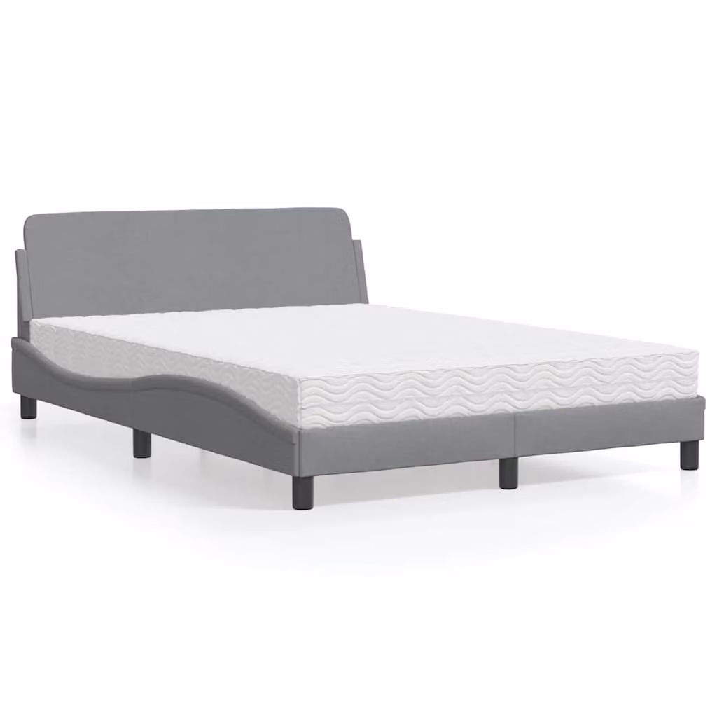 Letto con Materasso Dover vidaXL in Tessuto Grigio Chiaro e Bianco L/P/H: 140 x 190 cm