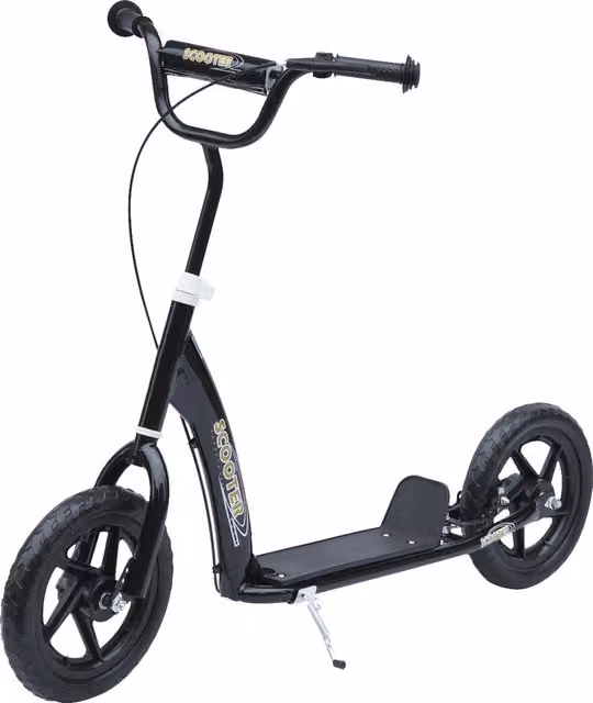 Monopattino HOMCOM con pneumatici da 30 cm, manubrio regolabile e freno, colore nero – 1
