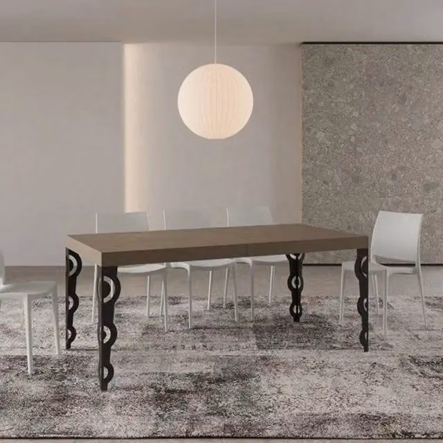 Tavolo allungabile moderno Itamoby con piano in MDF laminato opaco e struttura in metallo, L: 180-440 cm, P: 90 cm, H: 77 cm, colore grigio antracite