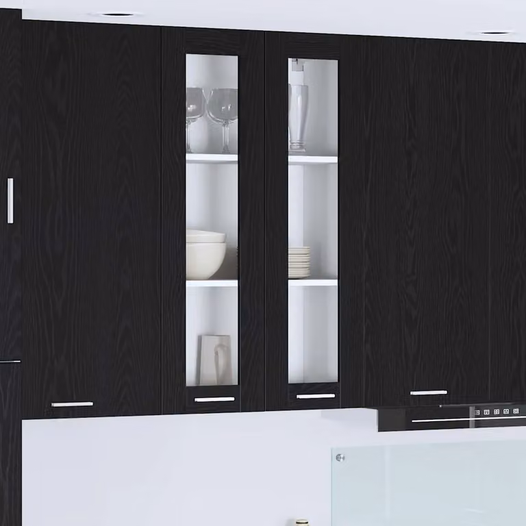 vidaXL Armadio pensile da cucina moderno in legno nero con ante in vetro L 60 cm, P 31 cm, H 100 cm