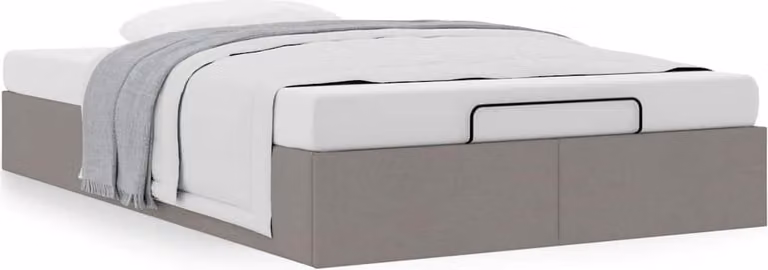 Struttura Letto Pouf senza Materasso Tortora 120x190 cm Tessuto