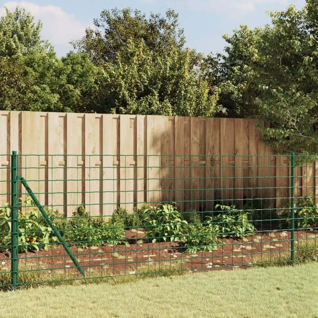 Recinzione Metallica con Flangia vidaXL in Acciaio Zincato Rivestito in PVC Verde 1 x 10 m
