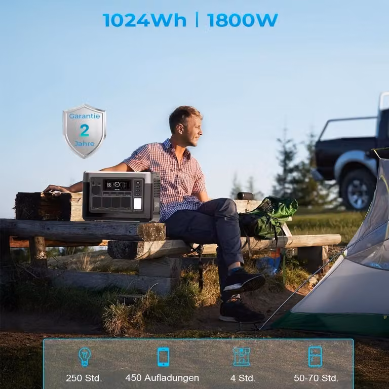 Centralina di alimentazione portatile - Generatore portatile - Batteria solare - Alimentazione di emergenza - Batteria di backup - Capacità di 1024 Wh